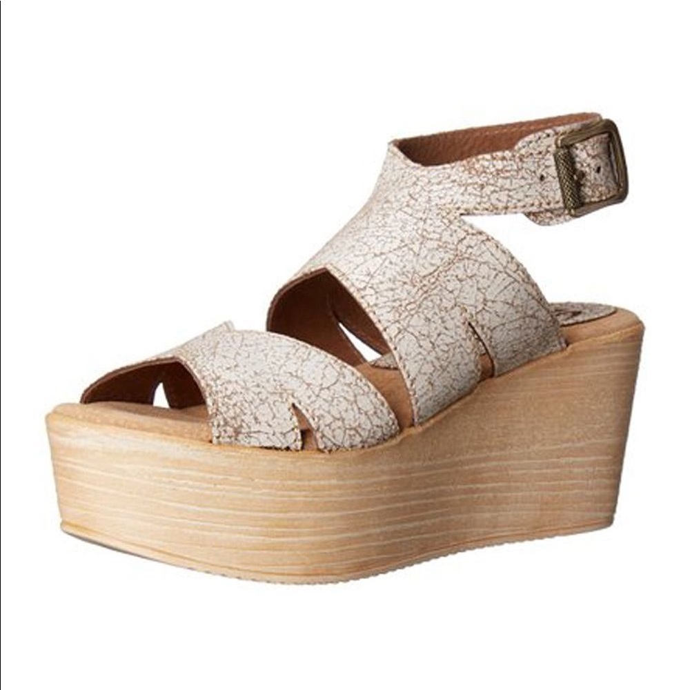 White Leather Sbicca Wedges